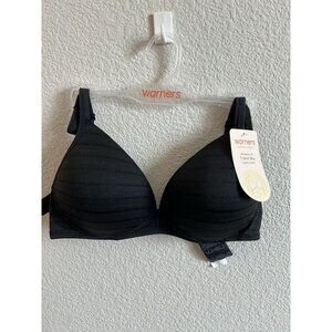 Warner's Bra 36B Elements of Bliss Wireless Lift T-Shirt Black New